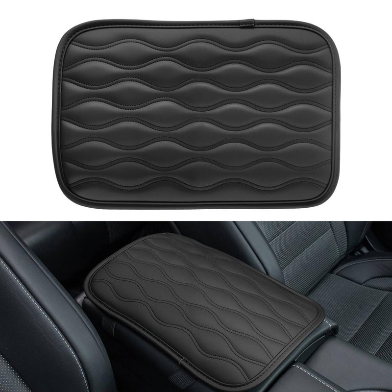 Amiss Auto Center Console Pad  Universal Waterproof Armrest Seat Box Cover  Car Interior Accessories  Leather Auto Armrest Cover Protector for Most Vehicle  SUV  Truck (Black) - Image 1